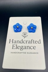 Handmade Resin Earrings. Blue Hibiscus Flower Stud Earrings.