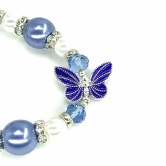 Butterfly Bracelet Woman Stretch Charm Glass Beaded Bracelet Blue Morpho