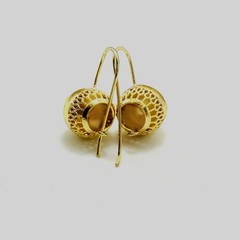 Unique Gold mirror Polished openwork 18mm Ball Hook Earrings 18K Gold Filled