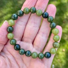 Natural Nephrite Jade 8mm Beaded Crystal Healing Reiki Stone Stretchy Bracelet