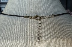 Beautiful Brasstone & Rhinestone Lady Bug Pendant On Cord Necklace 927 Designs