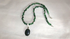 Natural Serpentine and jade silver plated 18″ necklace (#2254)