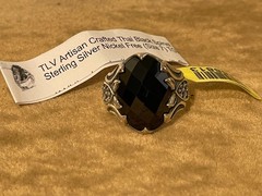ARtisan Thai Black Spinel Oval Sterling Silver Nickel Free Ring m Sz 7