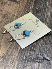 Barse by Leah Tahiti Earrings- Zinc Infused Turquoise -Silver- NWT