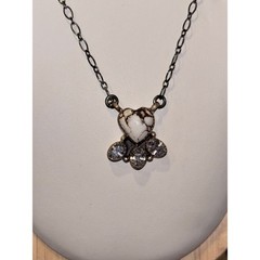 White Horse Turquoise & CZ 20” Sterling Silver Necklace