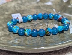 8mm Apatite & Glass Bead 8″ Length Bracelet Stretch Handmade Unisex
