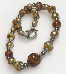 Artisan Handcrafted Art Deco Lampwork Glass Jewelry Amber fromChaos Necklace #4