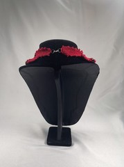 Vintage Handmade Goth Crochet Black White & Red Choker Necklace Set by Odythia