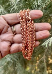 24 inch Pure Copper Spiga Braided Chain Necklace, Healing Copper Jewelry
