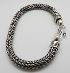 1 Piece Silver Bracelets Bali Silver Chain Bracelet 8 Inch Long 7.5mm Round