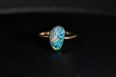 Beauty of Swirls- Australian Black Opal Diamond Engagement Wedding Ring 18K Gold