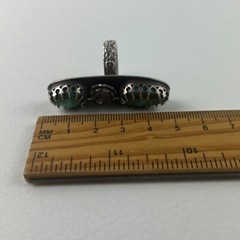 Sonoran Gold Turquoise Sterling Silver Ring 7.75 Artisan Handcrafted Floral Band