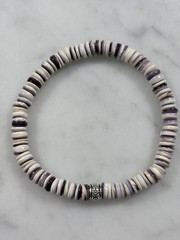 Handmade 6mm Wampum Quahog Shell Bracelet Purple Any Size
