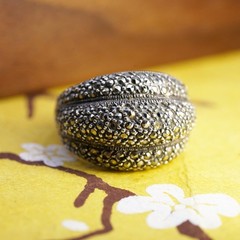 Size 8 VTG Sterling silver ring with cluster marcasites, 925 dome ribbed band