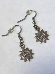 90s Celestial Whimsigoth Earrings Silver Toned Sun Rays Hippie Boho Dangle
