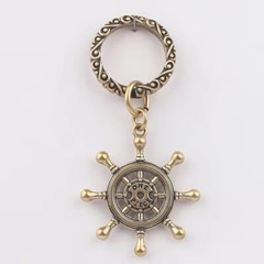 Brass Anchor Rudder Pendant Creative Navigation Gift Keychain Necklace Pendant