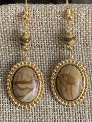 NOW 35% OFF*HANDCRAFTED NATURAL MADAGASCAR PETRIFIIED JASPER EARRINGS.g