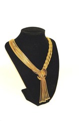 Hobe Unsigned Vintage 1950 – 1960s Gold Tone Mesh Tassel Necklace Mid-Century Mo