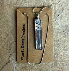 Cari’s Crazy Creations Handcrafted Silver Bar Pendant Snake Chain Necklace