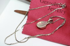 Estate Mexican 925 Silver Coral Jasper Pendant Necklace 45 CM 18″ HeShe Chain