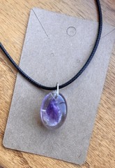 Amethyst Crystal Resin Pendant Necklace Handmade Raw Stone Spiritual Gift