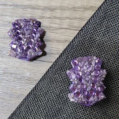 1980s Art Deco revival pierced earrings amethyst chips purple acrylic artisan