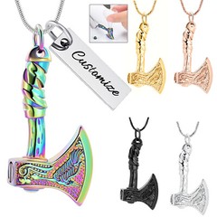Vintage Axe Urn Pendant Necklace for Cremation Ashes Keepsake Memorial Jewelry