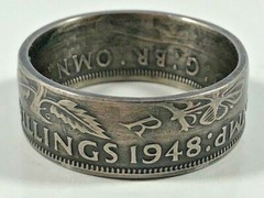 British Two Shilling Coin Ring – Handmade England UK Vintage Coin Jewelry Gift