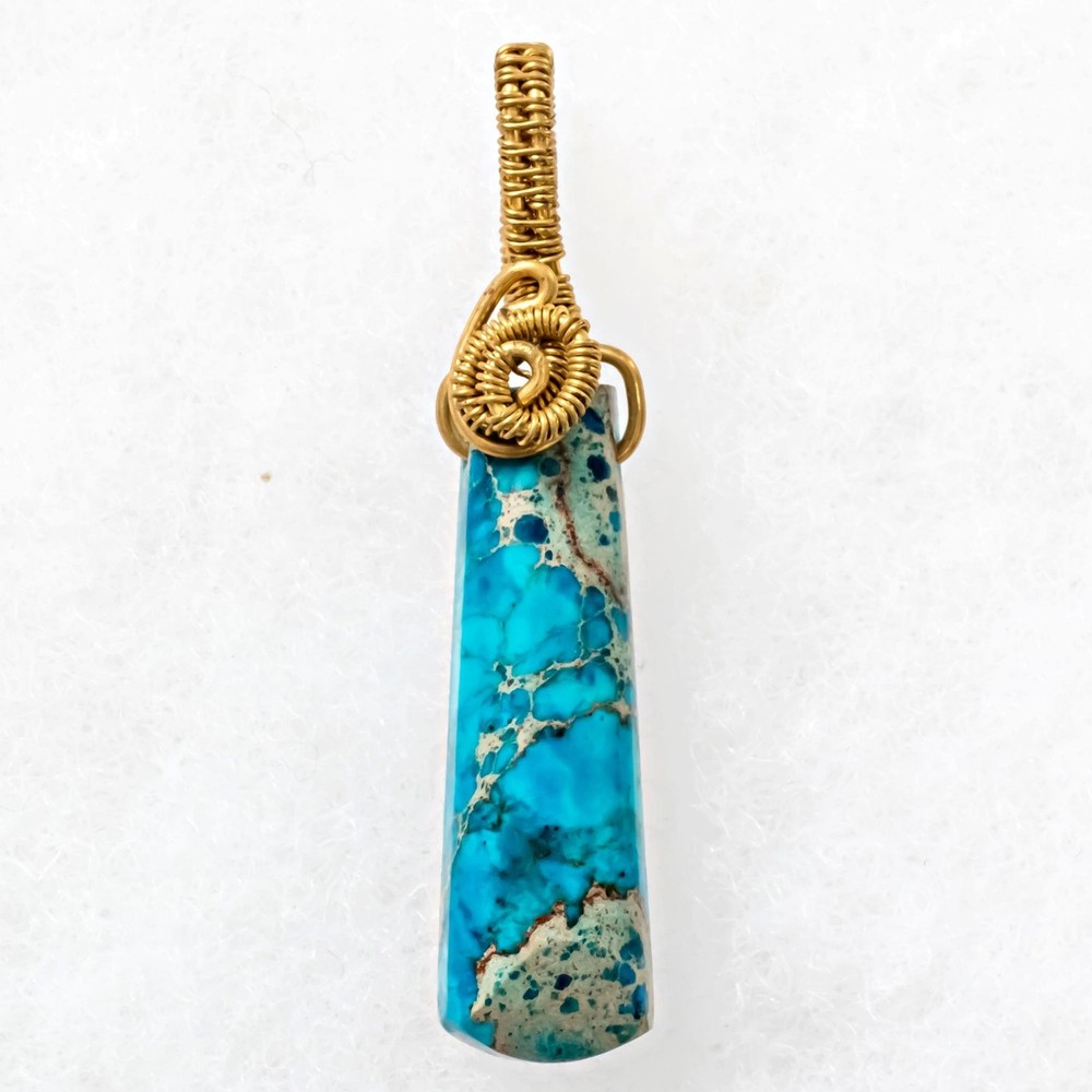 Wire-Wrapped 14/20 Gold-Filled Dyed Howlite Pendant