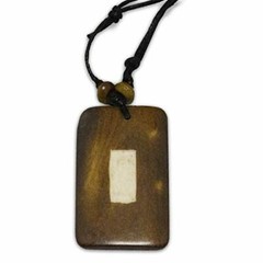 AT Appalachian Trail White Blaze Large Carved Yak Bone Hiking Pendant Necklace