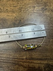 Handmade Artisan Metal Braclet With Glass Pottery Bead BoHo Free Shipping