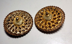Artisan Designed Floral EMBOSSED STAMPED Solid BRASS ROUND 40 mm Post Earrings