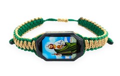 St. Jude Reversible Adjustable Green Gold Plated Bracelet San Judas Pulsera New