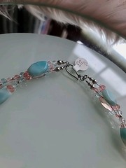 Vintage Necklace Amazonite Strawberry Quartz Pendant Madagascar 18″ 2 Strand