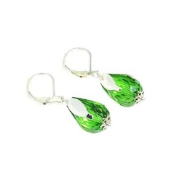 Handmade Green Crystal Teardrop Earring