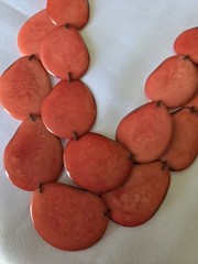 Organic Tagua Nut, Acai Seeds Necklace, Corral, 2 Strands, Handmade in Ecuador