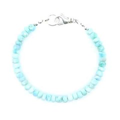6mm Blue Faceted Larimar Bracelet, Genuine Rondelle Beaded Gemstone Jewelry