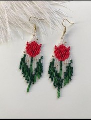 Multi color Tribal Earrings Native Boho American Seed Beads Handmade Earring