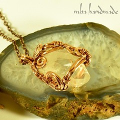 Quartz Crystal Point Pendant – Pure Copper Wire Wrapped Jewelry