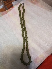 Olive Green Recycled Bottle Glass Beaded Ethnic Necklace 18″ Long