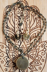 MICHAL GOLAN Multi Colo Gold Tone Necklace & Earrings Set 1.5″ Pendant WOW!