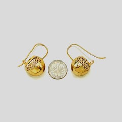 Unique Gold mirror Polished openwork 18mm Ball Hook Earrings 18K Gold Filled