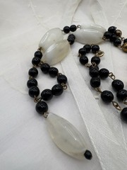 Black Onyx And Agate Drop Necklace 26 Inch