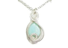 Amazonite Necklace: Sterling Silver Wire-Wrapped Gemstone, Sea Green Jewelry