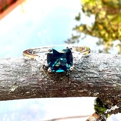 Lab Made London Blue Topaz Ring Solid Sterling Silver 925 , December birthstone