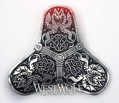 Large Viking Dragon Trefoil Brooch – Norse/Celtic/Medieval/Silver/King/Cloak Pin