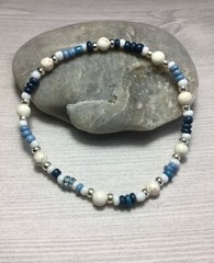 (2) Handmade Howlite Turquoise Anklet/Ankle Bracelets W/Swarovski Elements USA