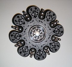 Steampunk Art Deco 2 Inch Silver Metal Pin or Brooch Laser cut Floral