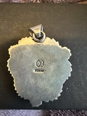 Natural Royston Turquoise Sterling Silver Floral Pendant