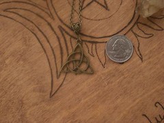 Triquetra Goddess Mother Maiden Lady Celtic Necklace Bronze